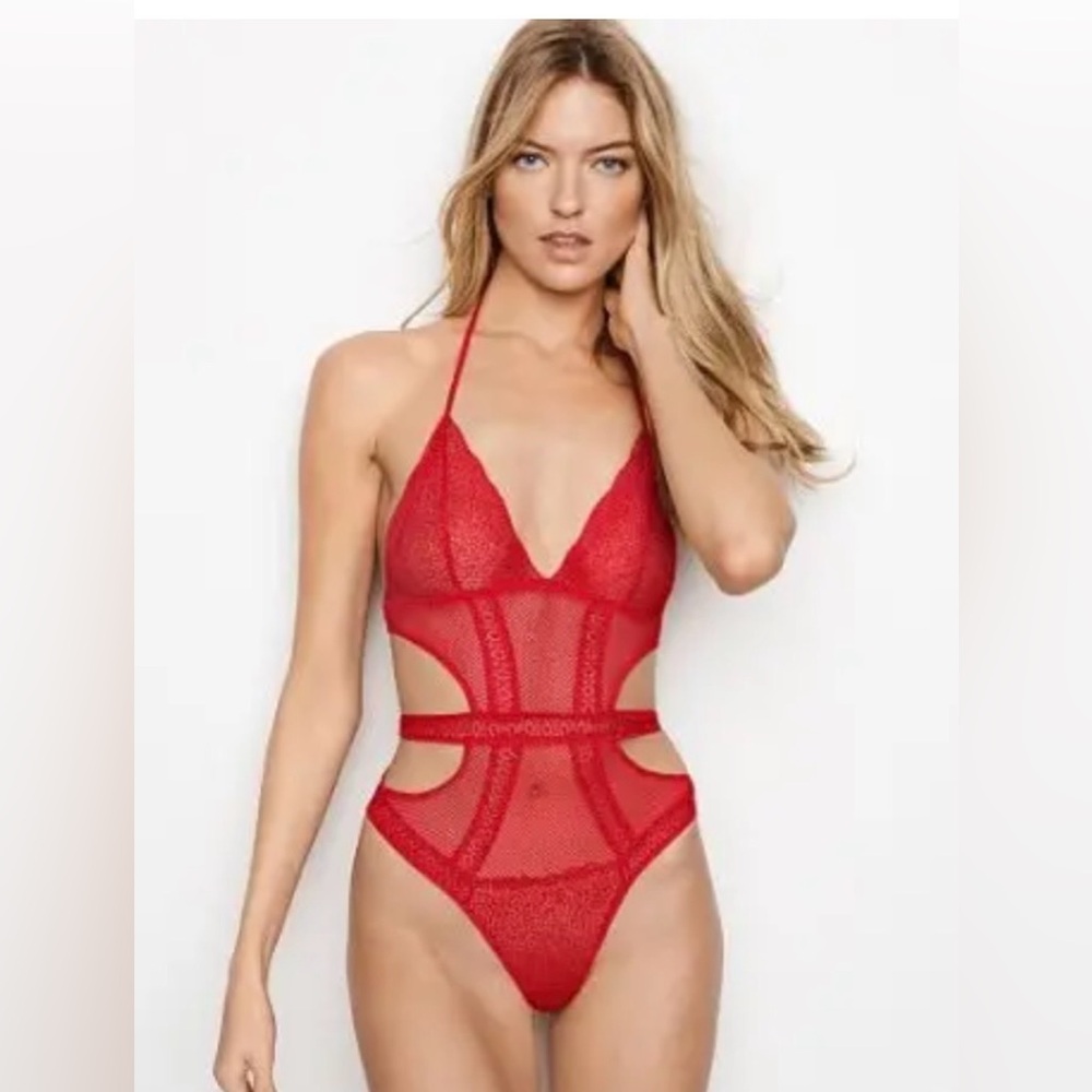 Victoria's Secret Red Lace Bodysuit